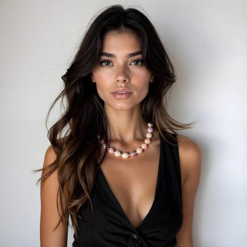 Golden Swirl Gelato Collection Freshwater Pearl Necklace - HerMJ Lifestyle Model Golden Swirl Gelato Collection Freshwater Pearl Necklace - HerMJ Lifestyle Model