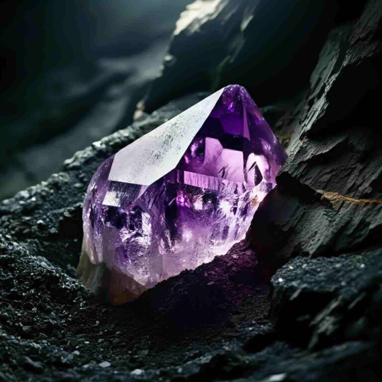 Amethyst stone extracted from the earth encasing it