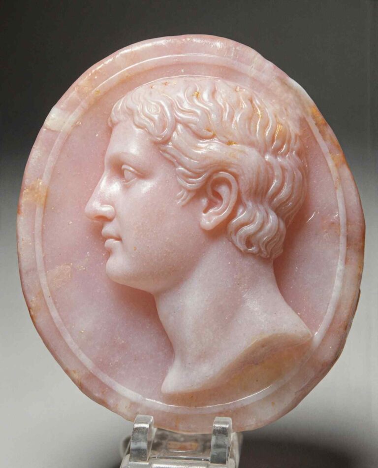 Ancient Rose quartz carving of a Roman Intaglio.