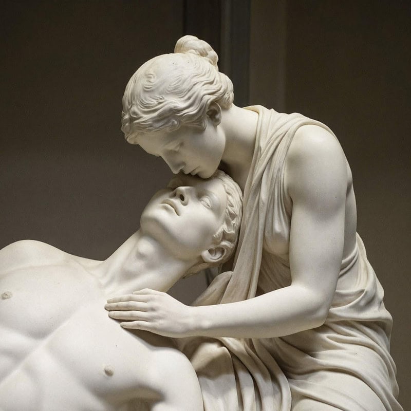 Rose Quartz Mythology capturing Aphrodite and Adonis