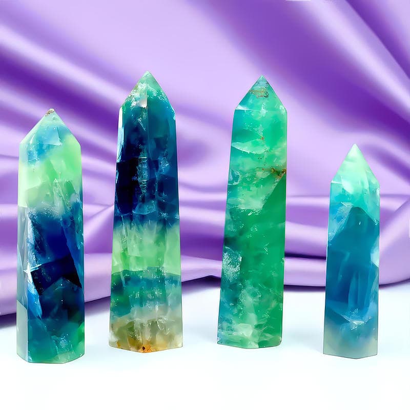 Green Fluorite and Beyond: Add Crystals for A Vibrant Home Large Green Fluorite Tower Crystals On Cloth - HerMJ.com