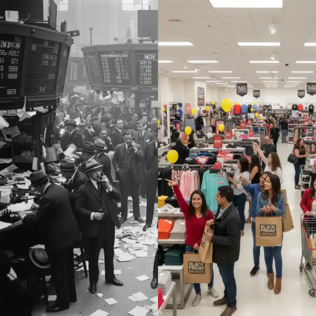 Black Friday Origin Origin of Black Friday - From Stock Market Spectacle to Seasonal Sale Spectacular