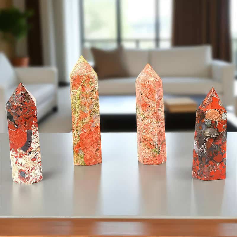 Your Gemstone Home: Enriching Crystal Room Decor Jasper tower points in a living room