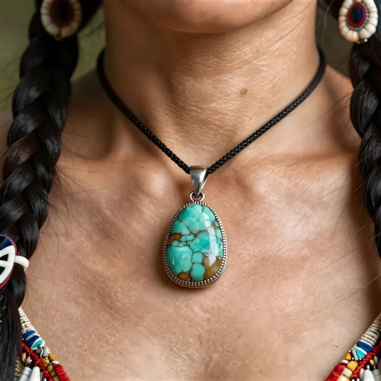 Healing Power Gemstones - Turquoise Pendant Worn In Wellness Philosophy