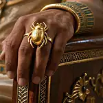 Talisman Fashioned As A Golden Scarab Ring