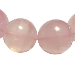 Rose quartz gemstone beads for healing and love.