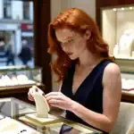 a woman shopping for the perfect pearl necklace