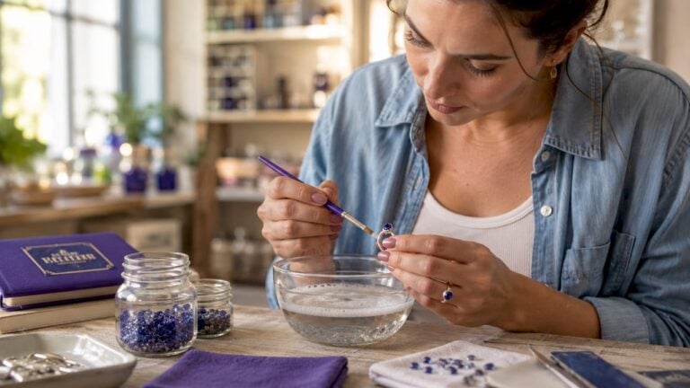 Artisan cleaning handmade sapphire ring