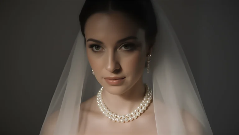 Bride with pearl necklace