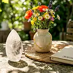 Quartz centerpiece on table