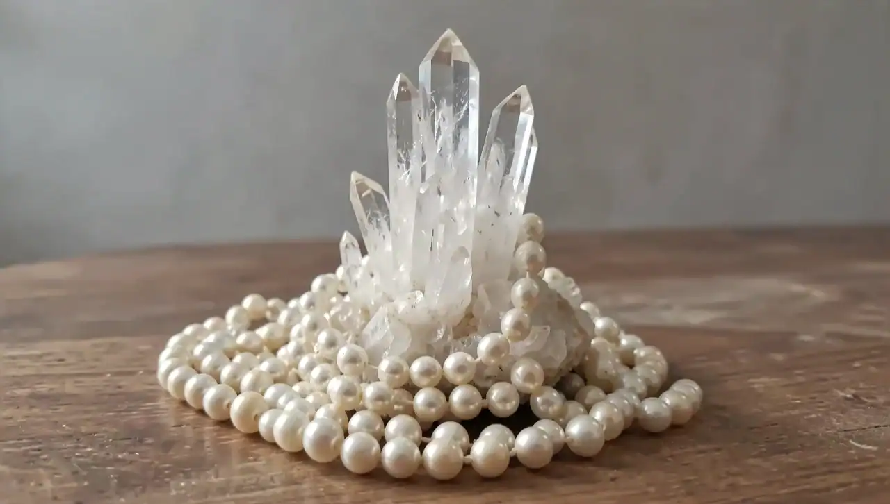 Unique Crystal Centerpiece Ideas with Gemstone Accents Crystal and pearl arrangement