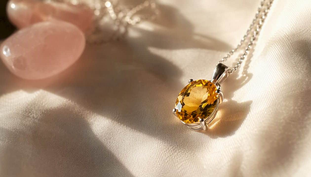 Citrine Meaning: Abundance, Chakra Links, and Care Close-up of citrine gemstone pendant