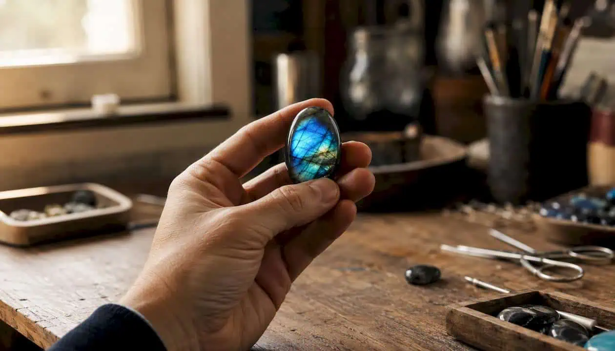 Labradorite Meaning: Transformation, Intuition, and How to Use It Close-up of labradorite stone flash