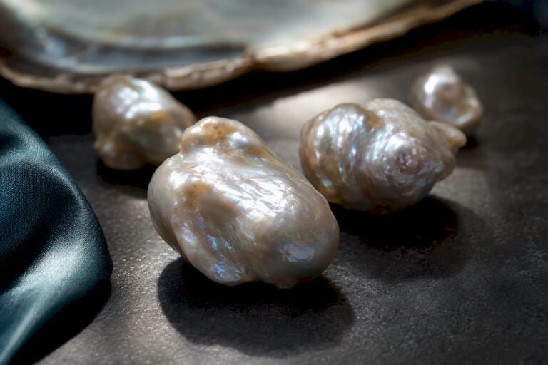 Irregular baroque pearls showing luminous nacre