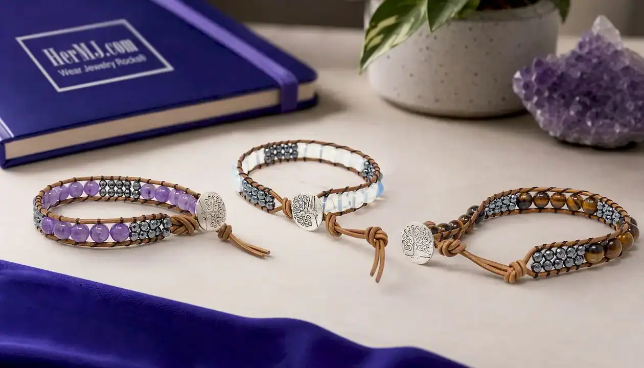 Bracelet Size Guide: Measure Right, Buy With Confidence HerMJ amethyst stone bracelet, opalite bracelet, and tiger eye bracelet