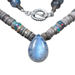 Moonstone opal beaded necklace