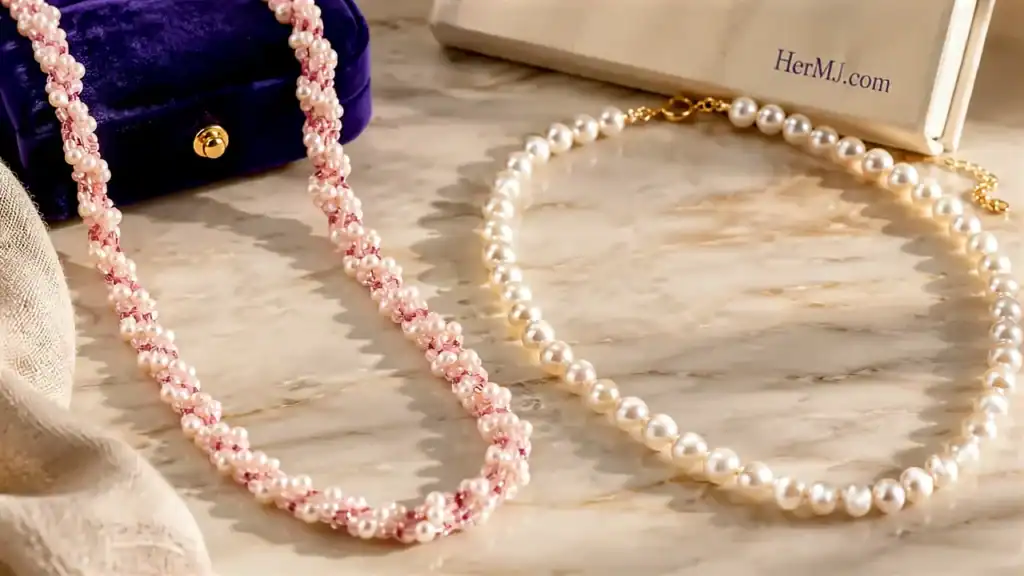 Pearl Restringing Cost: What You'll Pay Per Inch HerMJ elegant pearl necklace and pink freshwater pearl necklace