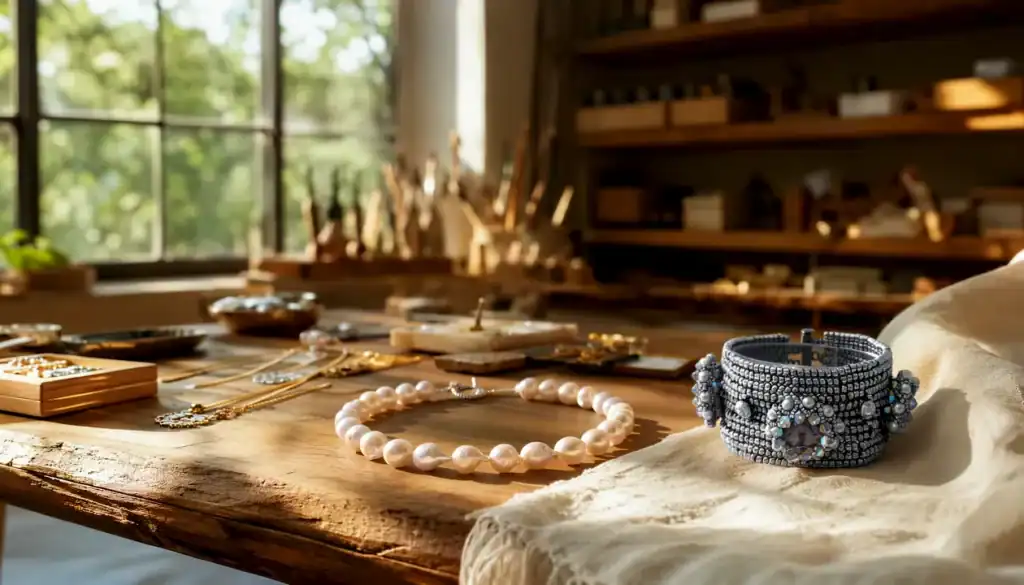 Statement vs Minimalist Jewelry: Find Your Style Today Statement and minimalist jewelry on a work table