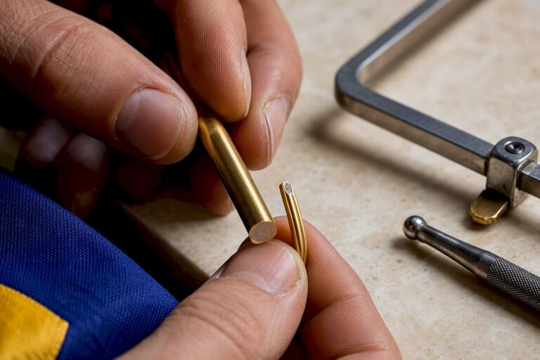 Jeweler comparing bonded and plated gold layers