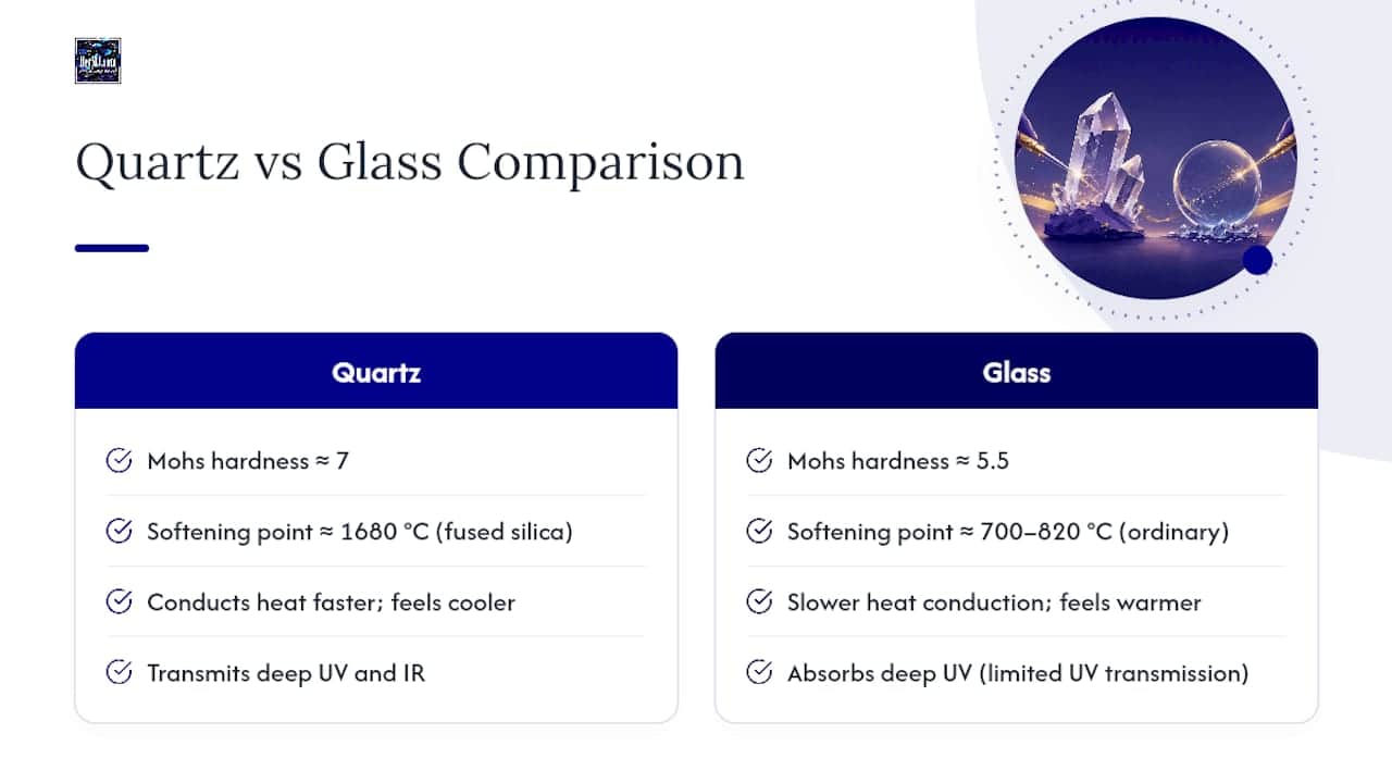 Quartz Scratches Glass (Mohs 7 vs 5.5): 4 Tests Jewelry Buyers Need Quartz and glass hardness and heat comparison