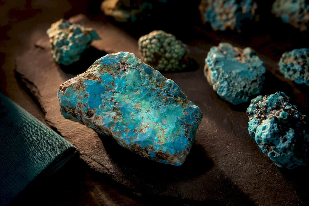 Five Cultures, One Stone: Turquoise Meaning, Care, and Use Turquoise specimens showing blue-green mineral color