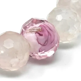 Pink and white faceted beads