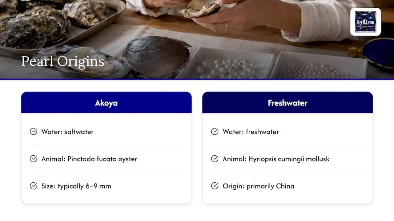 Akoya vs Freshwater Pearls: How to Choose Yours What Akoya and Freshwater Pearls Actually Are — overview diagram