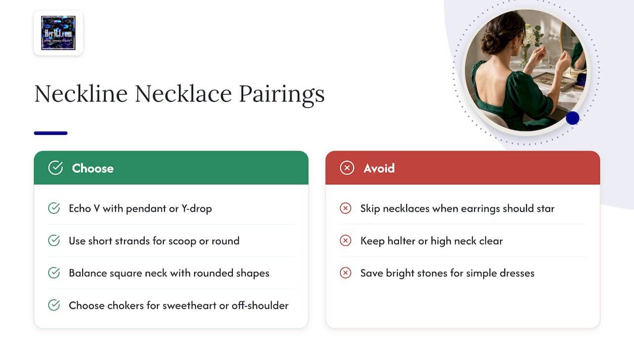 Jewelry for a Green Dress: What to Wear and Why Neckline shapes paired with necklace styles