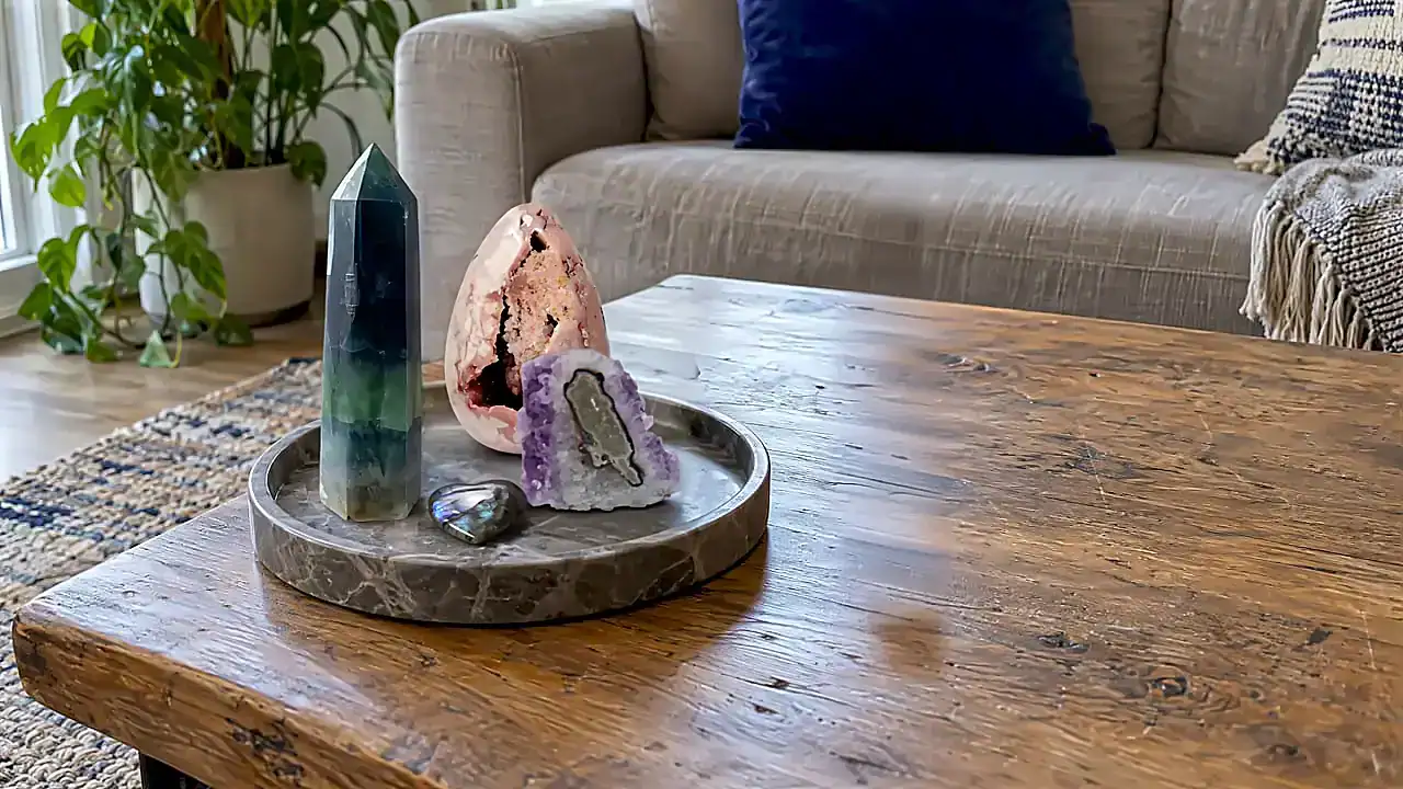 Crystals for Living Room: Best Picks and Styling Ideas Decorative crystals on coffee table