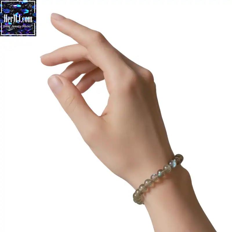 Prismatic Aura Labradorite Bracelet on a wrist